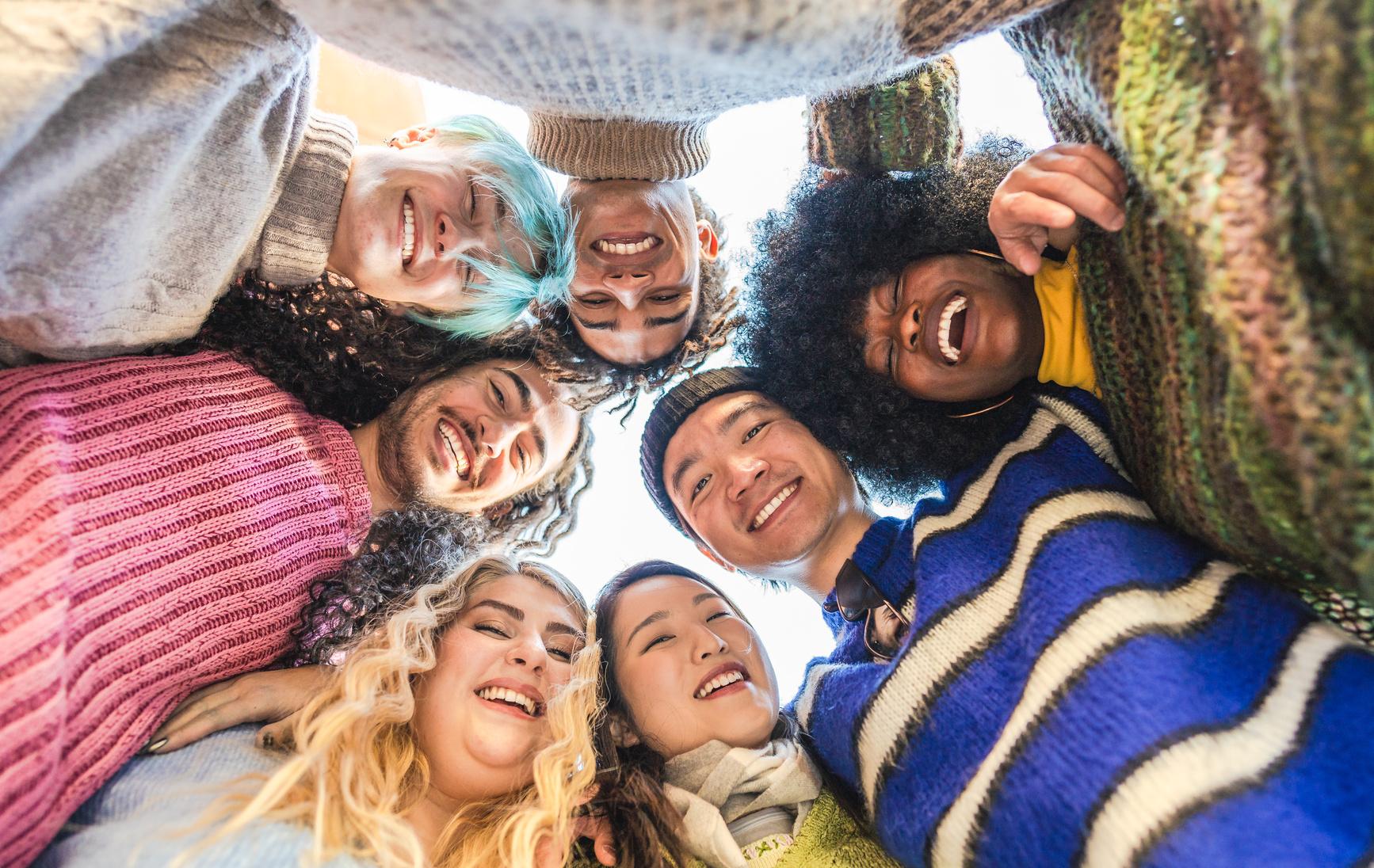 Group of friends together, smiling