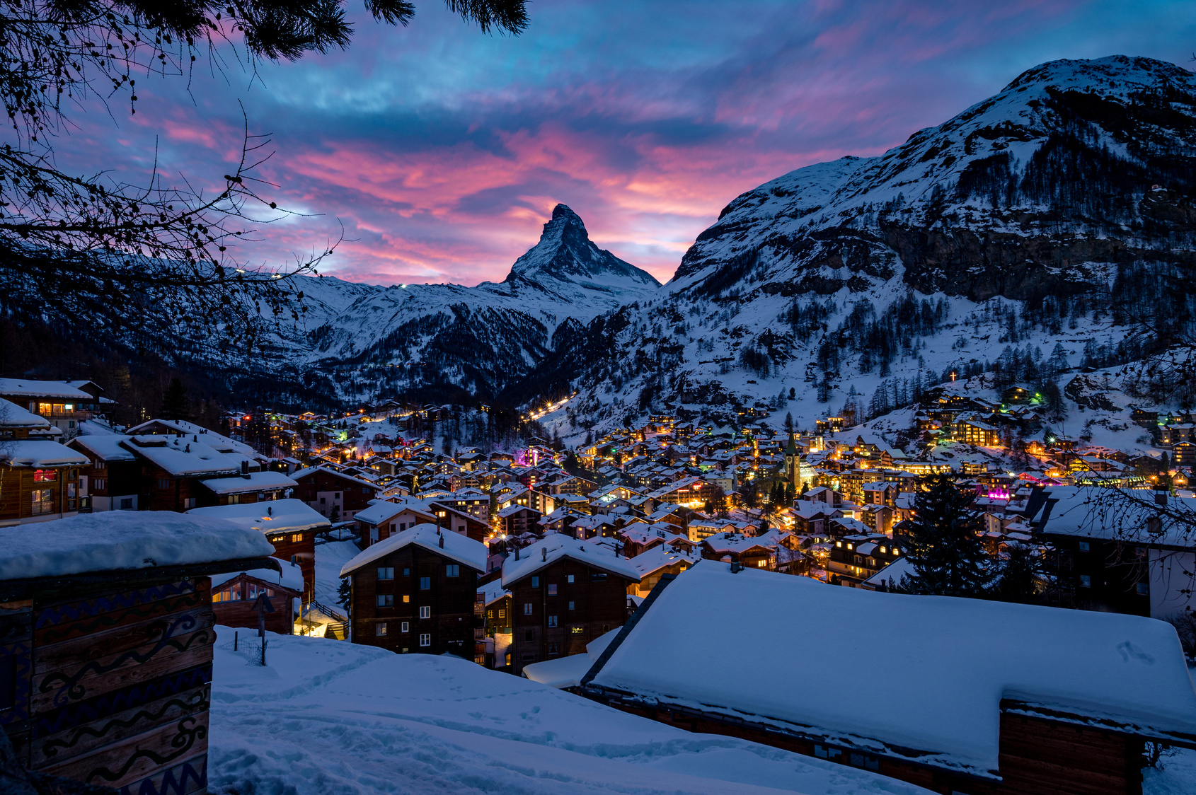 Zermatt and the Matterhorn in winter